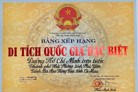 Đường Hồ Chí Minh trên biển ở Phú Yên xếp hạng di tích Quốc gia đặc biệt