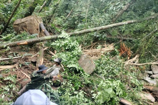 Động đất khiến nhiều tảng đá lớn lăn xuống làng Tu Hon