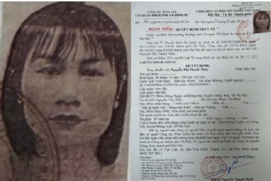 Truy nã khẩn cấp đối tượng Nguyễn Thị Thanh Thủy