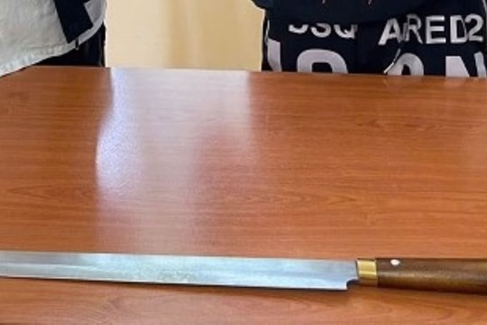 Mang dao phớ lượn qua tuyến phố để lấy oai