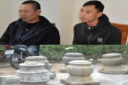 Bắt hai đối tượng trộm cắp trụ đá tại nghĩa trang