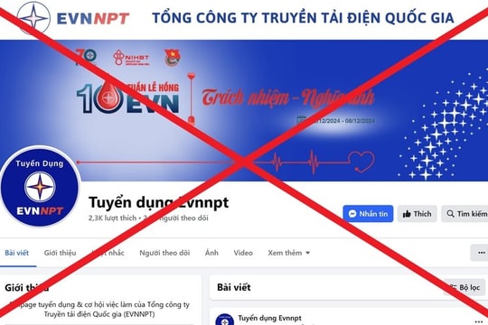 Xuất hiện fanpage giả mạo “Tuyển dụng Evnnpt”
