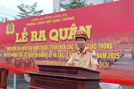 Phòng Cảnh sát giao thông Long An ra quân bảo đảm TTATGT dịp Lễ, Tết