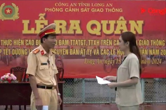 Phòng Cảnh sát giao thông Long An ra quân bảo đảm TTATGT dịp Lễ, Tết
