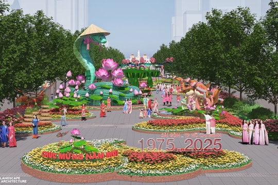 Đường hoa Nguyễn Huệ 2025: Ấn tượng với cặp đôi Ngân Tỵ, Kim Tỵ