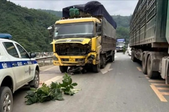 Xe máy va chạm với xe tải, hai thanh niên tử vong
