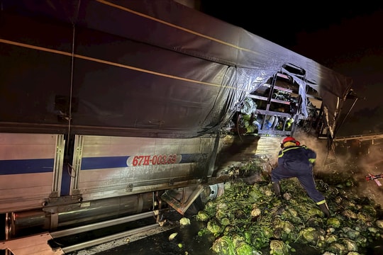 Cháy xe tải trên cao tốc TPHCM - Trung Lương