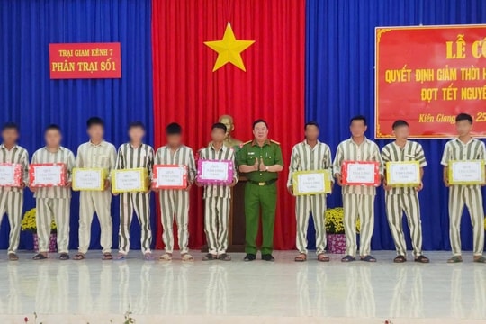 Trại giam Kênh 7 tổ chức lễ giảm án cho hơn 600 phạm nhân và các hoạt động đón Tết Nguyên đán 2025