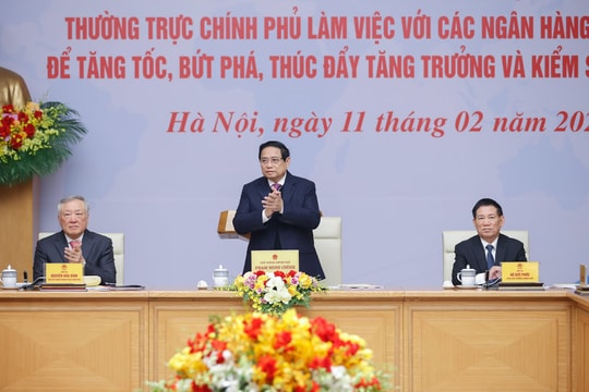 Thủ tướng chủ trì Hội nghị với các ngân hàng để thúc đẩy tăng trưởng, kiểm soát lạm phát