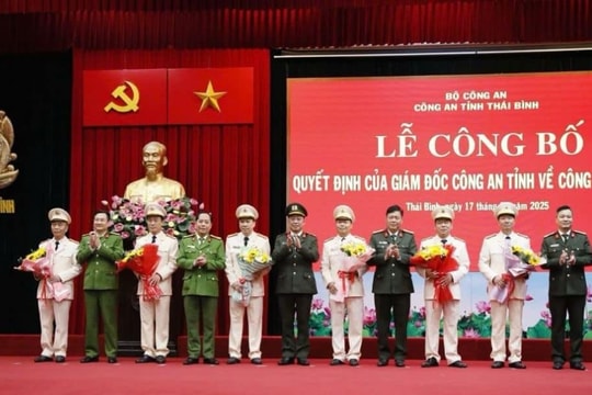 Công an tỉnh Thái Bình công bố quyết định nghỉ hưu trước hạn cho 6 lãnh đạo cấp phòng
