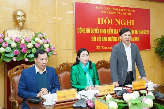 Công bố QĐ của Bộ Chính trị về kiểm tra đối với BTV Tỉnh ủy Hà Nam