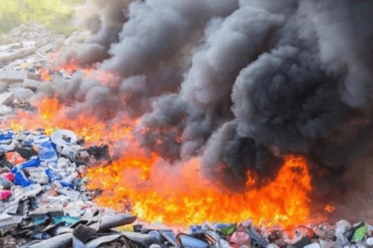 Phát hiện thi thể cháy bên trong hố rác