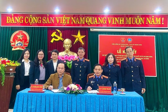 Lễ ký kết quy chế phối hợp giữa TAND quận Thuận Hoá và VKSND quận Thuận Hoá