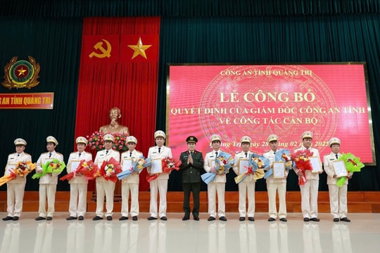 Công an Quảng Trị: Công bố các quyết định về công tác tổ chức cán bộ