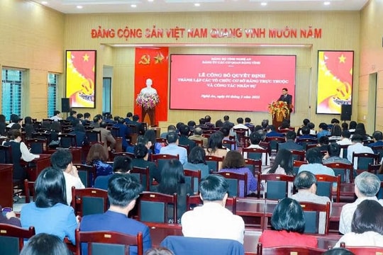 Nghệ An: Công bố quyết định thành lập 20 tổ chức cơ sở đảng trực thuộc
