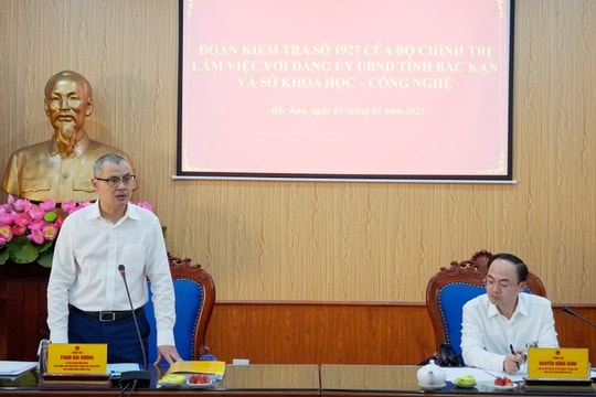 Đoàn kiểm tra của Bộ Chính trị làm việc tại Bắc Kạn