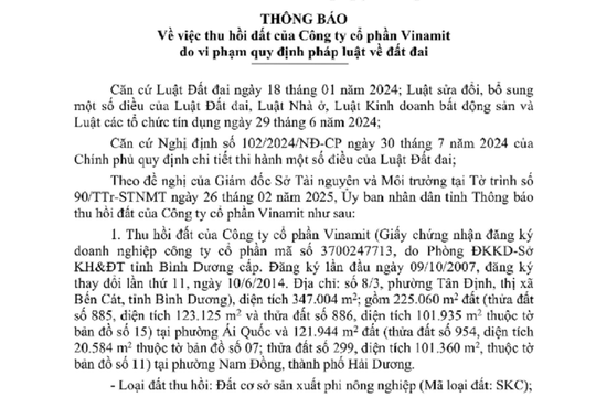 Hải Dương thu hồi hơn 34,7ha đất dự án bỏ hoang nhiều năm