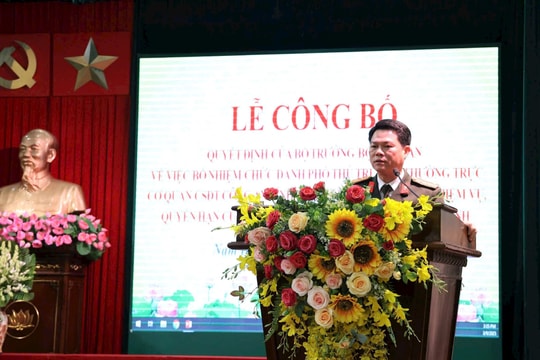 Công an tỉnh Nam Định công bố quyết định bổ nhiệm Phó Thủ trưởng Thường trực Cơ quan CSĐT