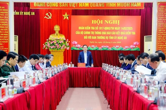 Thông qua kết quả kiểm tra với Ban Thường vụ Tỉnh ủy Nghệ An