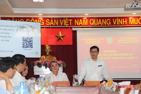 TAND tỉnh Tiền Giang thăm và trao đổi kinh nghiệm xây dựng Tòa án điện tử với TAND Quận 1