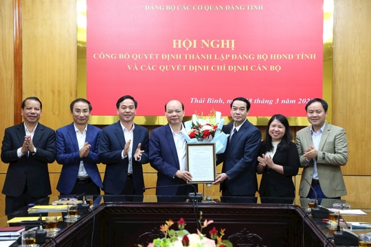 Đảng bộ HĐND tỉnh Thái Bình công bố quyết định thành lập