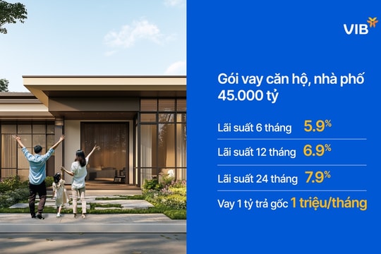 VIB ra mắt Gói vay căn hộ, nhà phố 45.000 tỷ, lãi suất 5,9%-6,9%-7,9%/năm