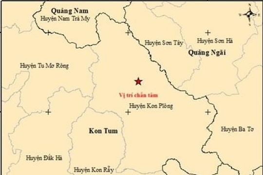Xảy ra 4 trận động đất tại Kon Tum