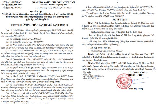 Công ty Cổ phần Thiết bị Thiên Bình trúng thầu tại huyện Đan Phượng (Hà Nội) như thế nào!