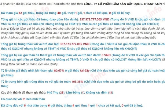 Phú Thọ: Loạt gói thầu Công ty Cổ phần Lâm sản Xây dựng Thanh Sơn trúng có gì đặc biệt?