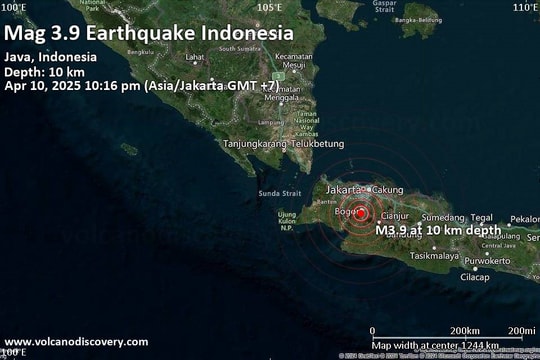 Động đất kiến tạo vỏ trái đất tâm chấn nông ở Indonesia