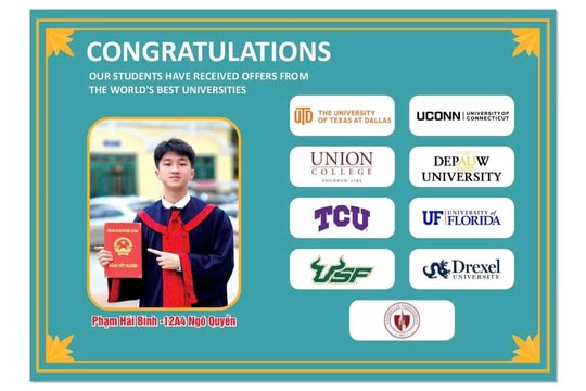 Học sinh được 17 trường đại học danh tiếng Quốc tế cấp học bổng du học