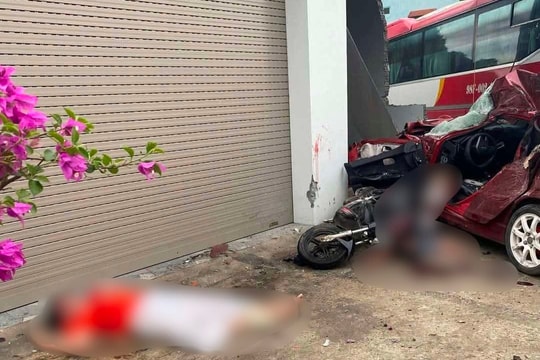 Xe khách gây tai nạn liên hoàn ở Bắc Giang, ít nhất 1 người tử vong