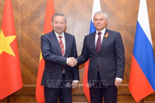 Tổng Bí thư Tô Lâm hội kiến với Chủ tịch Duma Quốc gia Nga