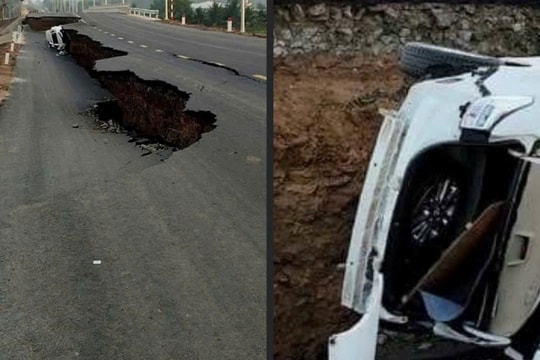 Sụp lún đường, 6 người phải đi cấp cứu