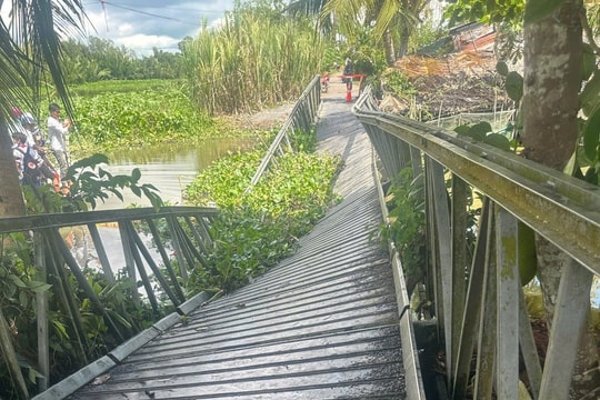 Ô tô tải làm sụp cầu giao thông