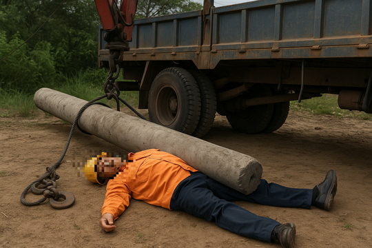 Công nhân điện lực tử vong do cột điện rơi đè trúng