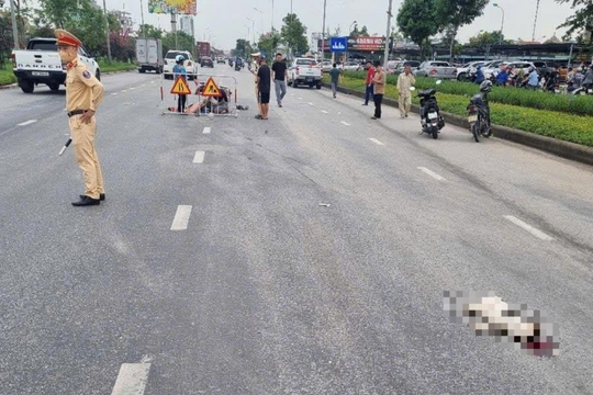 Đâm vào chó, người đàn ông nghi bị xe container cán tử vong