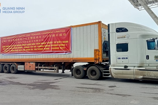 22 tấn sầu riêng đông lạnh đầu tiên xuất sang Trung Quốc qua cửa khẩu Bắc Luân II