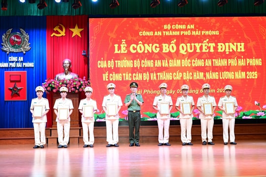 Công bố quyết định thăng cấp hàm, nghỉ hưu đối với một số cán bộ công an Hải Phòng