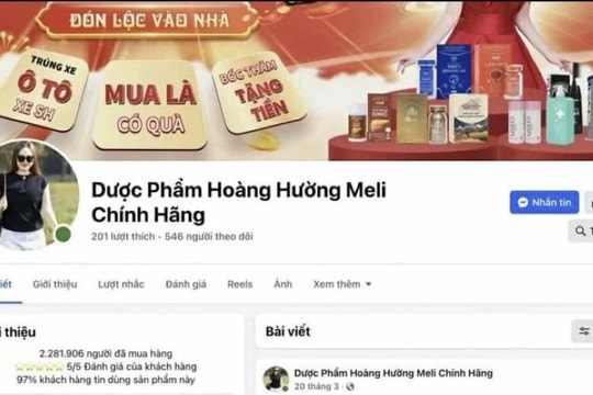 Bộ Y tế đề nghị xử lý vi phạm Fanpage “Dược phẩm Hoàng Hường Meli chính hãng”