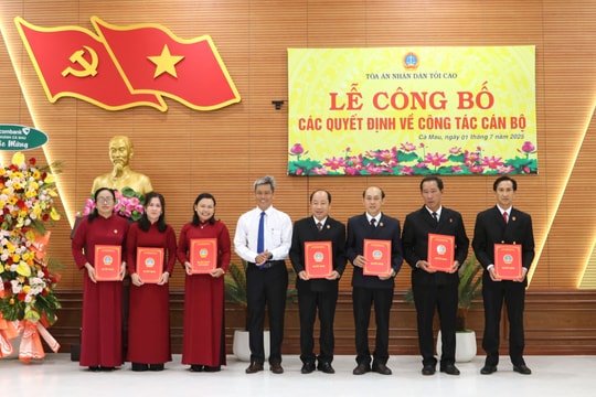 Bổ nhiệm Chánh tòa, Trưởng phòng, Chánh Văn phòng TAND tỉnh Cà Mau