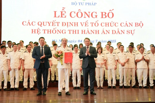 Công bố các quyết định bổ nhiệm nhân sự hệ thống Thi hành án dân sự