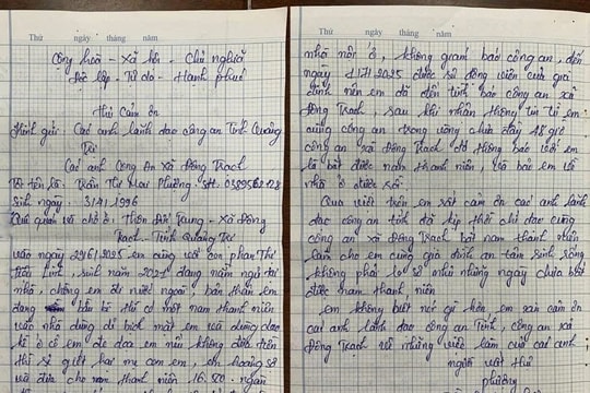 Công an Quảng Trị liên tiếp nhận được nhiều thư cám ơn của người dân