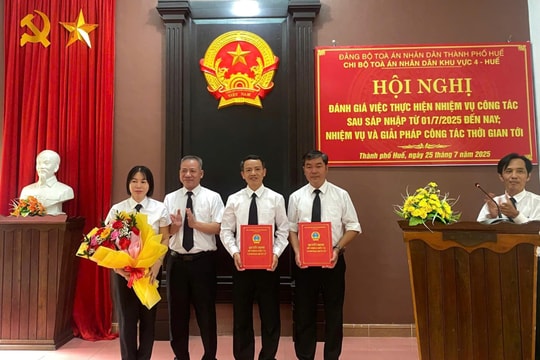 TAND TP Huế công bố thành lập các Chi bộ TAND khu vực và chỉ định nhân sự chủ chốt