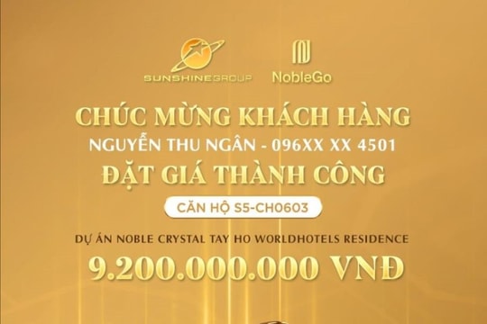 Sunshine Group livestream tối 25/7: Khách hàng đặt giá thành công căn hộ hàng hiệu 5 sao tại Ciputra với giá chỉ hơn 9 tỷ đồng