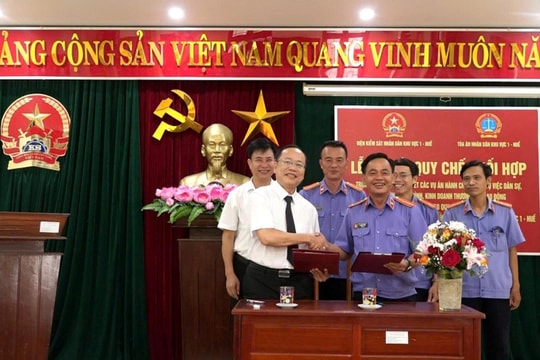 TAND và VKSND Khu vực 1 – Huế ký quy chế phối hợp trong giải quyết án