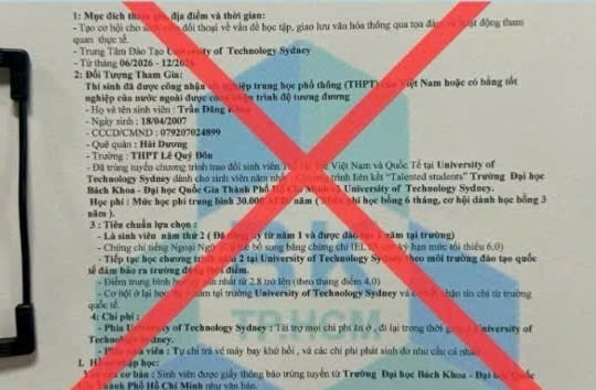 Cảnh báo lừa đảo học bổng “Thế hệ trẻ Việt Nam và University of Technology Sydney”