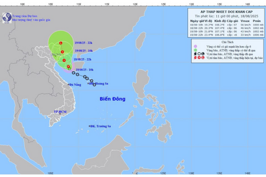 Áp thấp nhiệt đới trên vịnh Bắc Bộ, cảnh báo gió mạnh, sóng lớn và mưa rất to