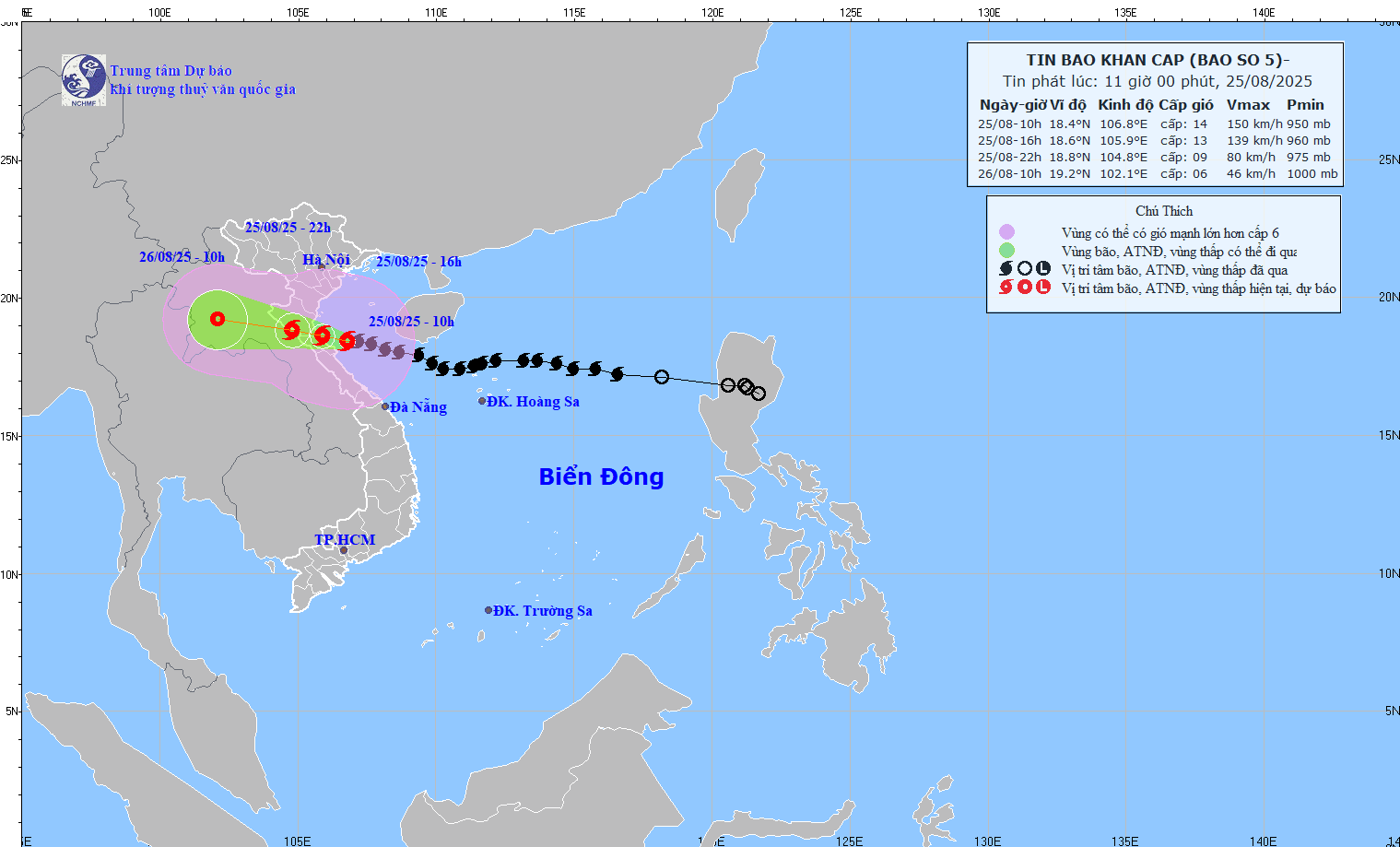 Bão số 5 đang gây gió giật cấp 9, cấp 11