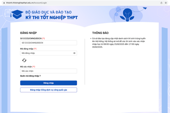 Thí sinh trúng tuyển đại học bắt đầu xác nhận nhập học từ ngày 25/8